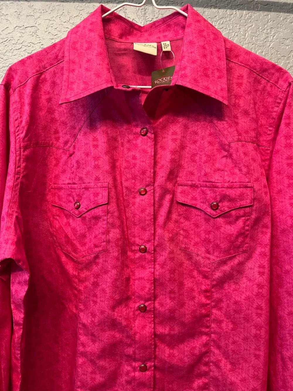 Rockies Women’s Pearl Snap Western Shirt Pink Vintage XL - Picture 7 of 11
